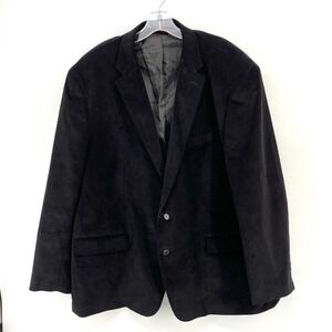 Linea Uomo Mens 54L Black Corduroy Blazer Sport Coat Two Button Jacket 54 Long